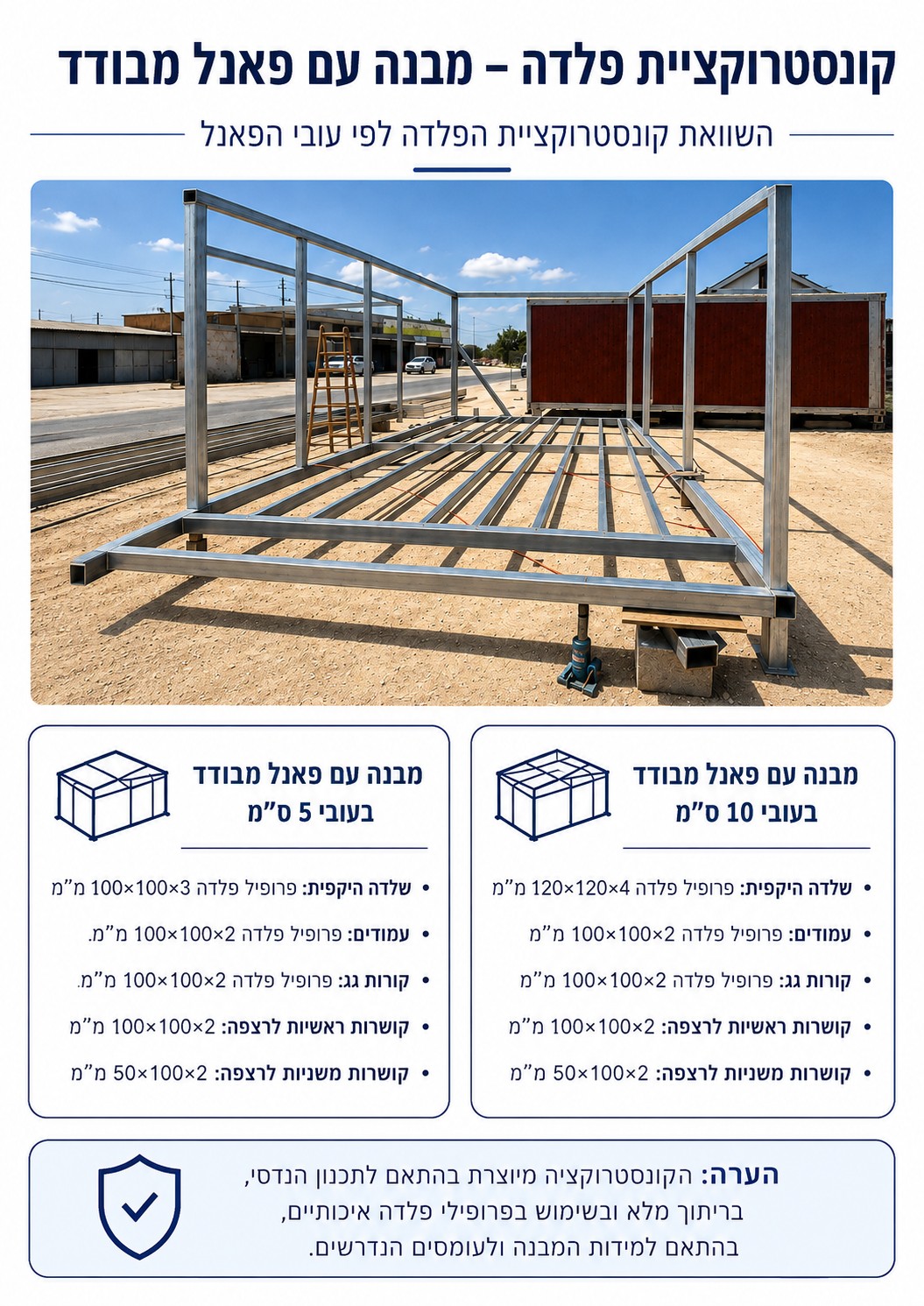 קונסטרוקציית פלדה — מבנה עם פאנל מבודד — קטלוג מבנים יבילים, דרך ארץ